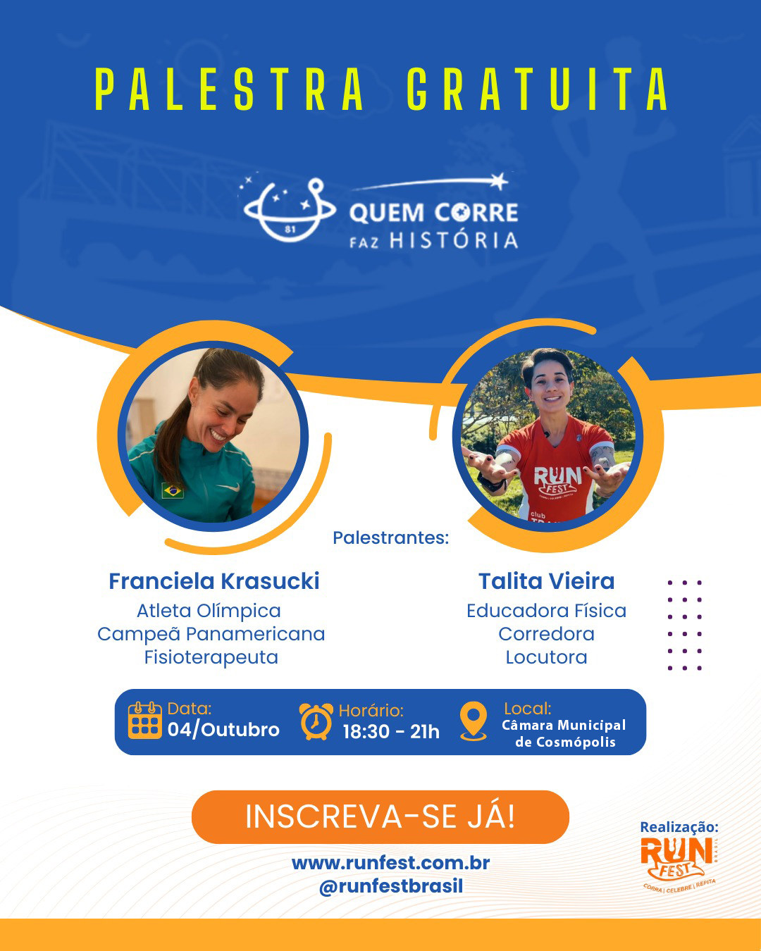 palestra quem corre faz historia